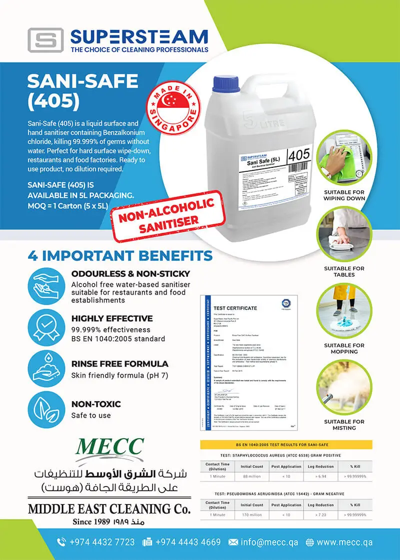 Sani-Safe Non-Alcoholic Sanitiser from SUPERSTEAM